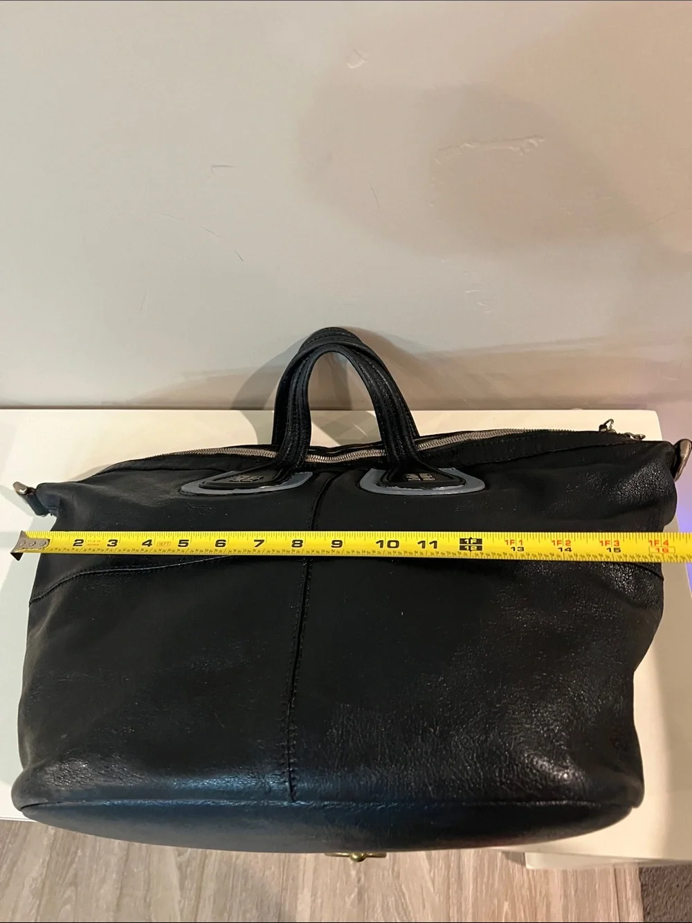 Authentic Givenchy NIGHTINGALE leather shoulder Navy bag with light blue accent